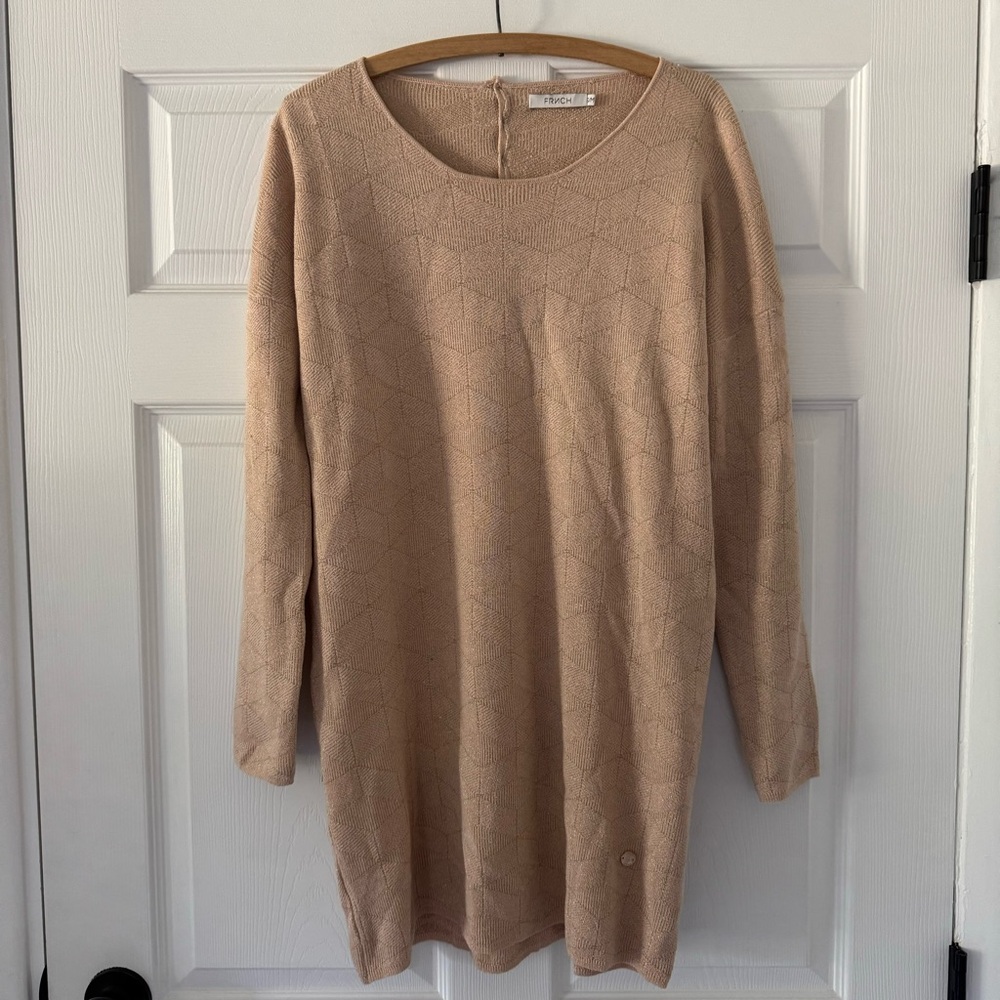 FRNCH Oversized Beige Tunic with Gold Shimmer